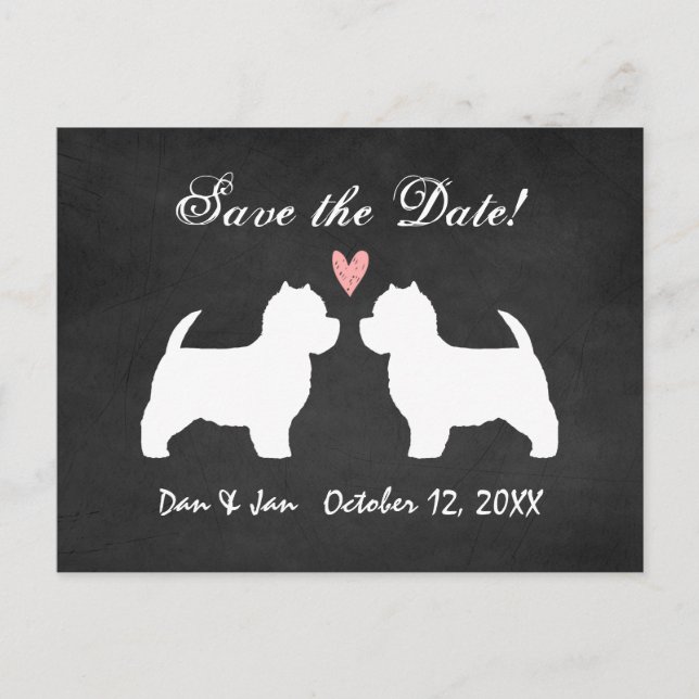 Westies Wedding Save the Date Announcement Postcard (Front)