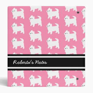 Westies West Highland Terrier Pattern Pink Binder
