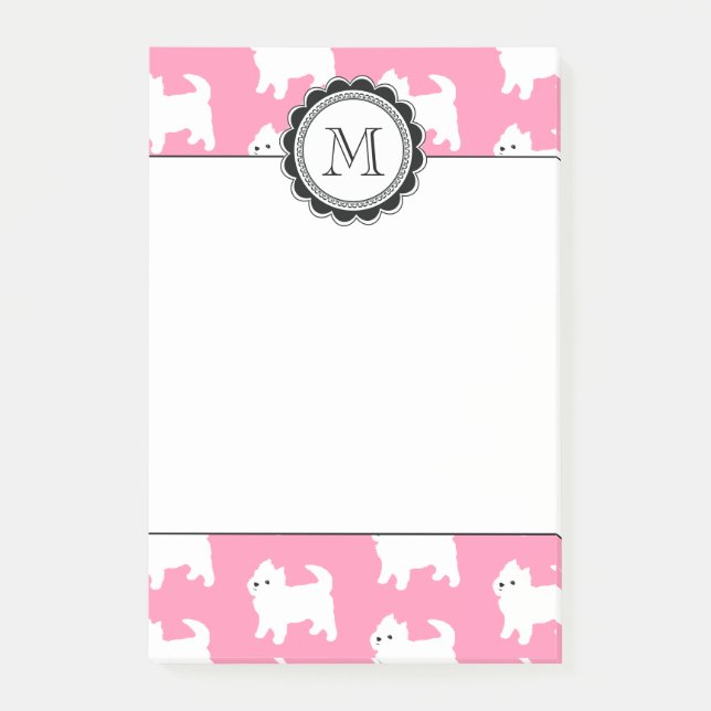 Westies West Highland Terrier Pattern Pink Post-it Notes (Front)