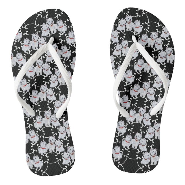 Westies, Westies, Westies Flip Flops (Footbed)