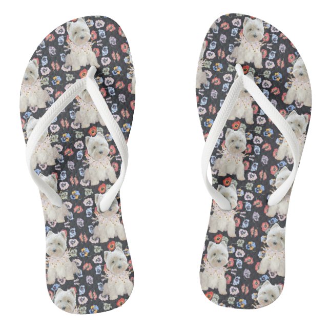 Westies, Westies, Westies Flip Flops (Footbed)