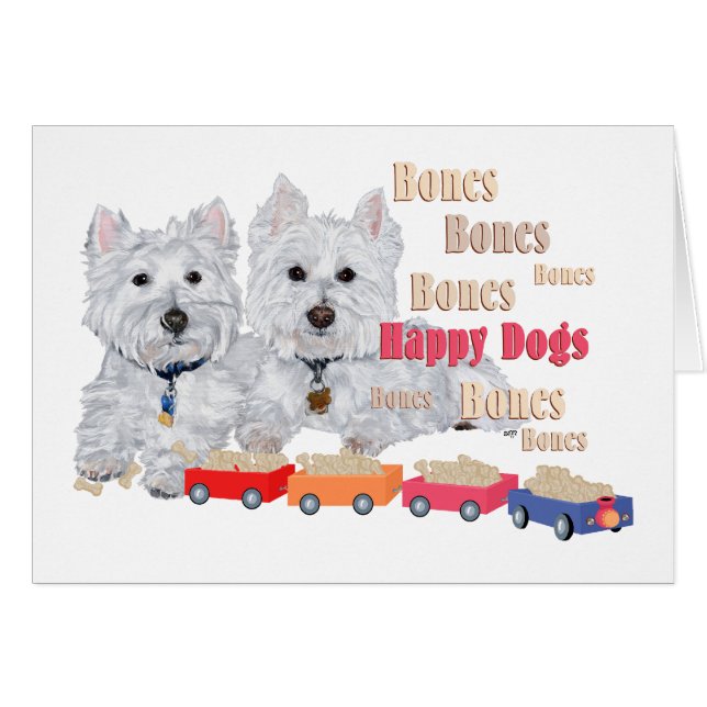 Westies With Bone Train (Front Horizontal)