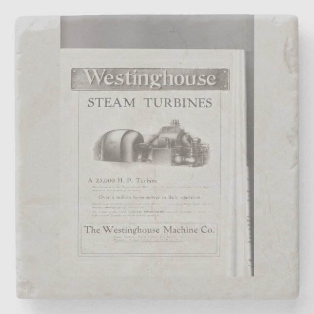 Westinghouse steam turbine  ceramic tile trivet stone coaster (Front)