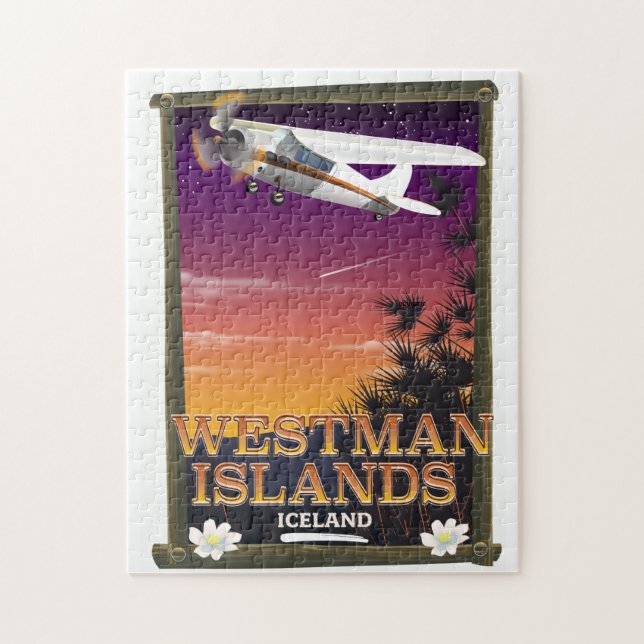 Westman Islands Iceland travel poster Jigsaw Puzzle (Vertical)
