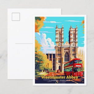 Westminster Abbey London Travel Art Vintage Postcard