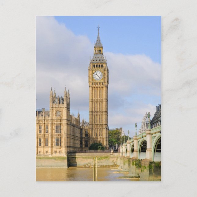 Westminster Bridge and Big Ben, London UK Postcard (Front)
