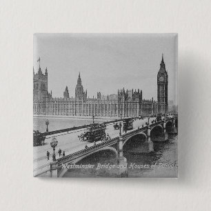 Westminster Bridge and the Houses of 2 Inch Square Button