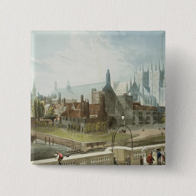 Westminster Hall and Abbey 2 Inch Square Button (Front)