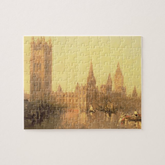 Westminster: Houses of Parliament, c.1860 (oil on Jigsaw Puzzle (Horizontal)