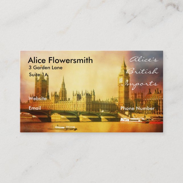 Westminster Palace and Bridge with Big Ben Business Card (Front)