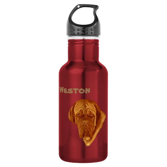 Weston Name With Dogue De Bordeaux, Water Bottle (Front)