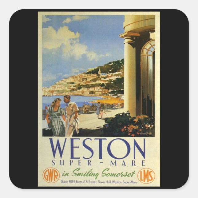 Weston Super Mare - UK - Vintage Travel Square Sticker (Front)