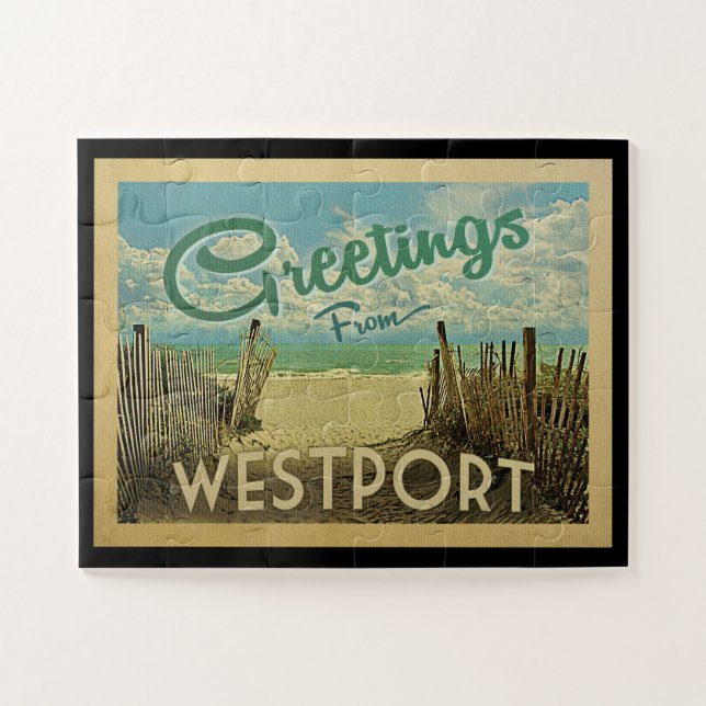 Westport Connecticut Beach Vintage Travel Jigsaw Puzzle (Horizontal)