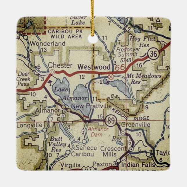 Westwood CA Vintage Map Ceramic Ornament (Back)