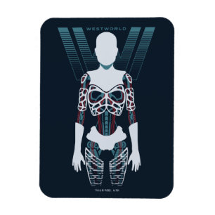 Westworld Android Skeleton Over Logo Magnet