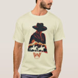 Westworld | Man in Black Desert Silhouette T-Shirt<br><div class="desc">Check out this stencil portrait of the Man in Black,  featuring silhouettes of William and Dolores horseback riding through the desert together.</div>