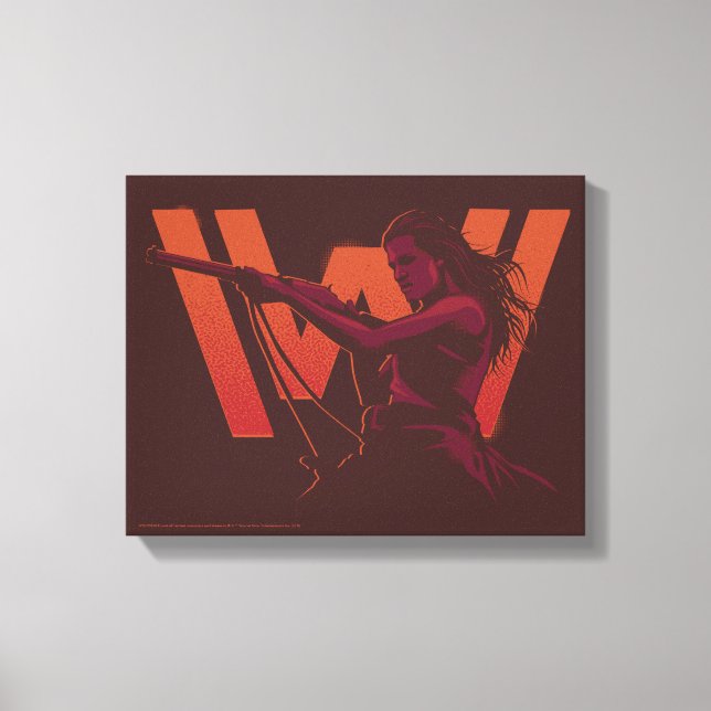 Westworld | Wyatt With Rifle Over Logo Canvas Print (Front)