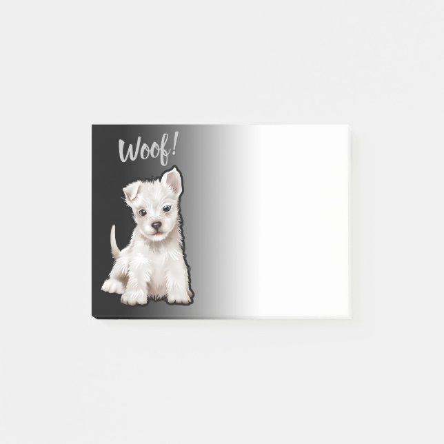 Westy puppy custom black fade Post-it note block (Front)
