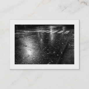Wet Autumn Road at Night (Bordered) Business Card