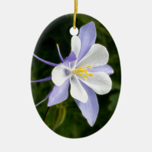 Wet Blue Columbine Ceramic Ornament