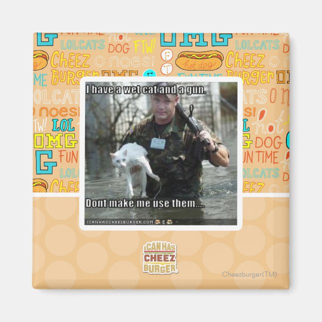 Wet cat and gun magnet (Front)