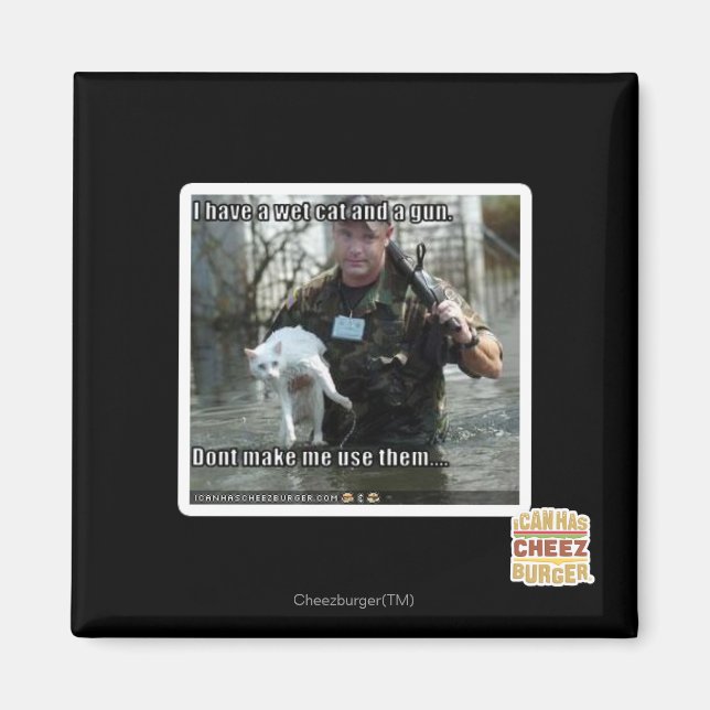 Wet cat and gun magnet (Front)