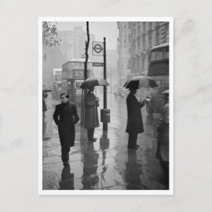 Wet Day Aldwych London Restored Postcard