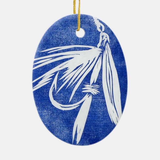 Wet fly - blue Classic Wet Fly Christmas Ornament (Back)