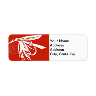 "Wet Fly Red" Trout Fly Return Address Label