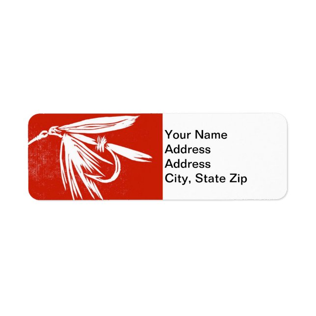 "Wet Fly Red" Trout Fly Return Address Label (Front)