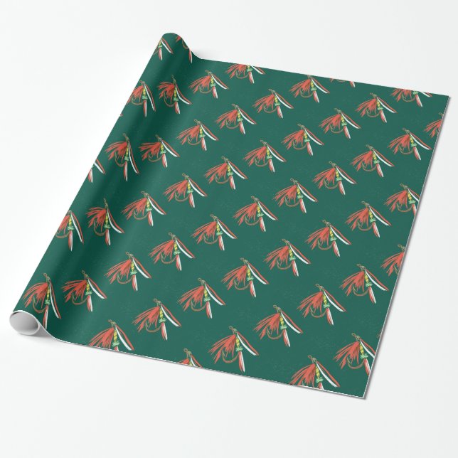 "Wet Fly" Trout Fly Wrapping Paper (Unrolled)