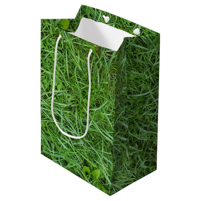Wet Green Grass Medium Gift Bag (Front Angled)
