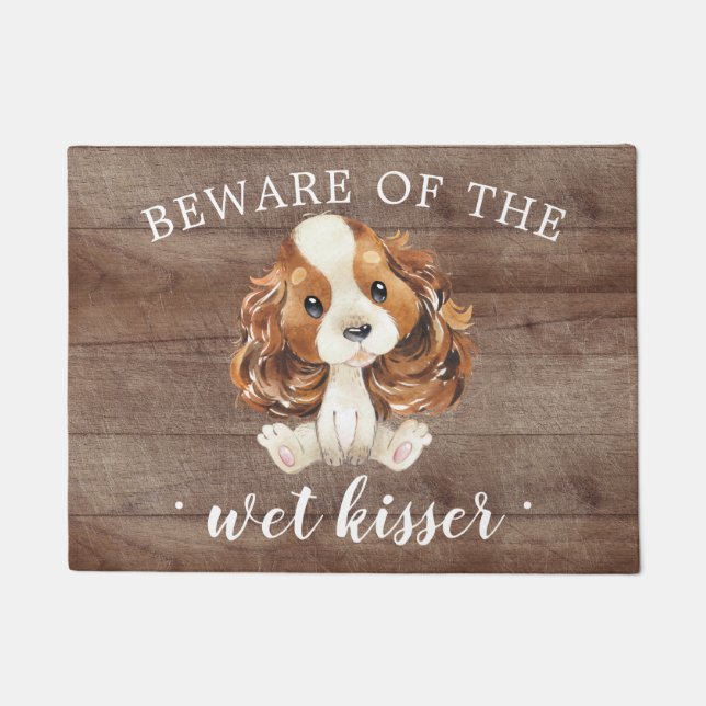 Wet Kisser Cavalier King Charles Spaniel Door Mat (Front)