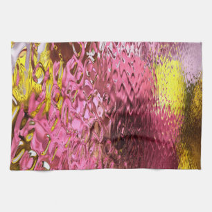 Wet Look Pink Abstract Reflection Kitchen Towel