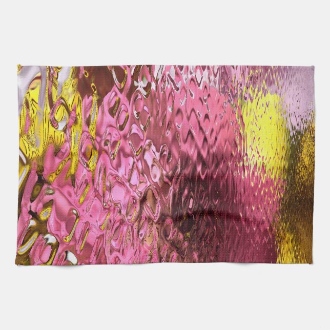 Wet Look Pink Abstract Reflection Kitchen Towel (Horizontal)