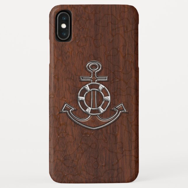 Wet Nautical Mahogany Anchor Steel Case-Mate iPhone Case (Back)