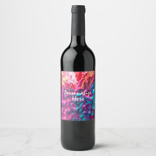 Wet paint colourful abstract art palette modern wine label (Front)