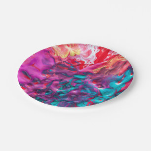 Wet paint colourful abstract art palette  paper plate