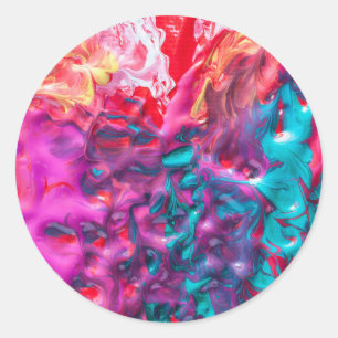 Wet paint colourful abstract art palette swirl classic round sticker