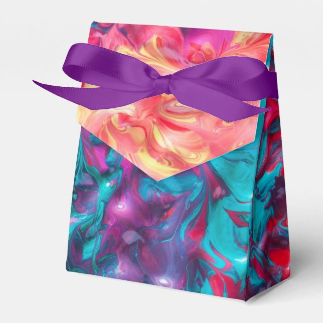 Wet paint colourful abstract art palette swirl favor box (Front Side)