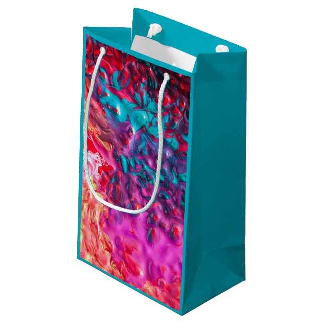Wet paint colourful abstract art palette swirl small gift bag (Back Angled)