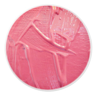 Wet paint coral pink texture look ceramic knob