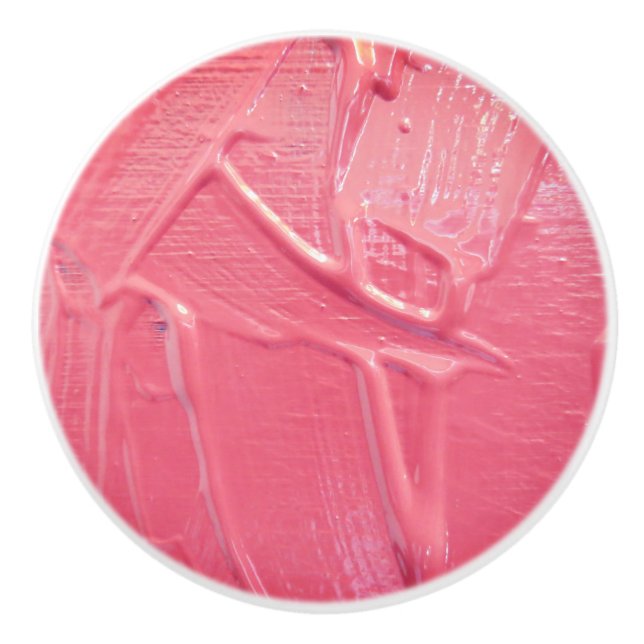 Wet paint coral pink texture look ceramic knob (Front)