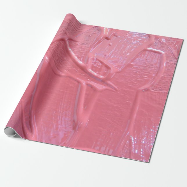 Wet paint coral pink wrapping paper (Unrolled)