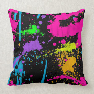 Wet Paint Retro Colour Splash Throw Pillow