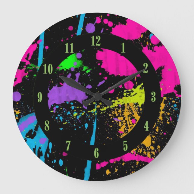 Wet Paint Retro Colour Splash Wall Clock (Front)