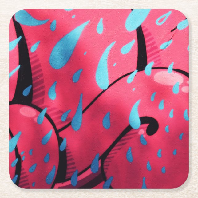 wet paint square paper coaster (Front)
