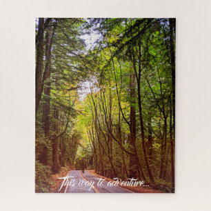 Wet Road Through Green Trees in Humboldt Autumn Jigsaw Puzzle