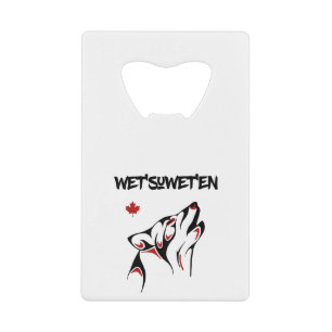 Wet'suwet'en Howling Wolf Haida Style Tattoo Color Credit Card Bottle Opener