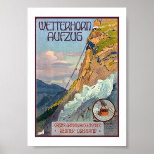 Wetterhorn Aufzug Switzerland Vintage Alps 1931 Poster